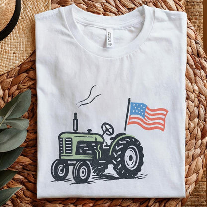 Vintage Tractor American Flag, Patriotic Farm Life PNG - 300 DPI Design