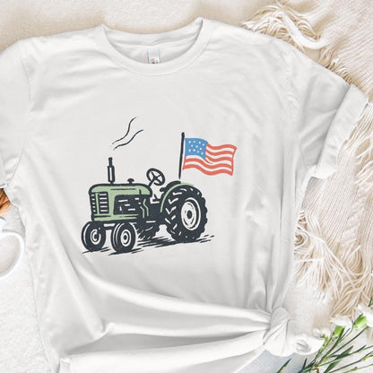 Vintage Tractor American Flag, Patriotic Farm Life PNG - 300 DPI Design
