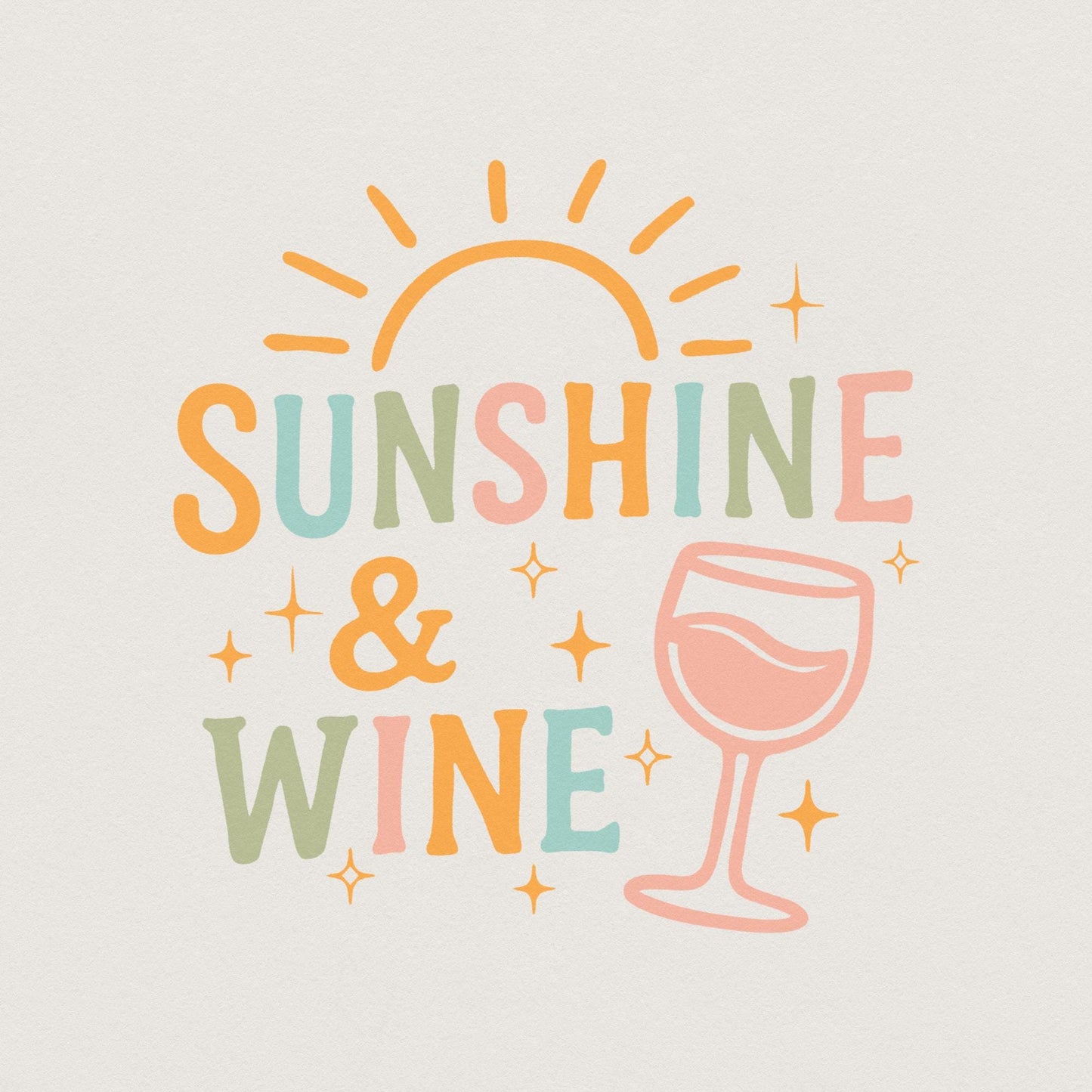 Sunshine and Wine Digital PNG for Summer Wine Lovers Perfect for POD