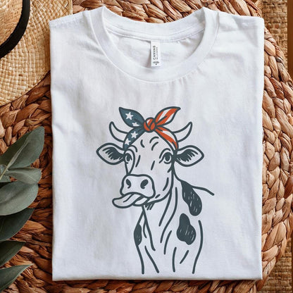 4th of July Highland Cow PNG, Patriotic Shirt Design - 300 DPI Design for