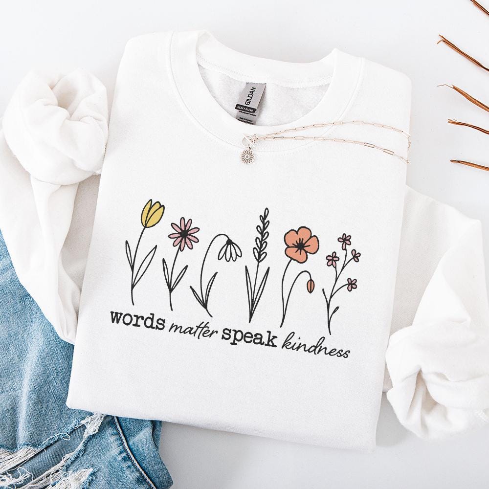 Words Matter Speak Kindness Boho Floral PNG, Inspirational Sublimation