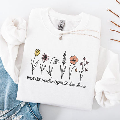 Words Matter Speak Kindness Boho Floral PNG, Inspirational Sublimation