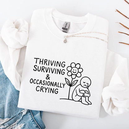 Thriving Surviving & Occasionally Crying PNG, Mental Health Digital