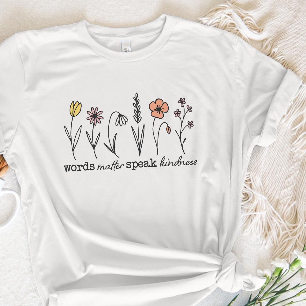 Words Matter Speak Kindness Boho Floral PNG, Inspirational Sublimation