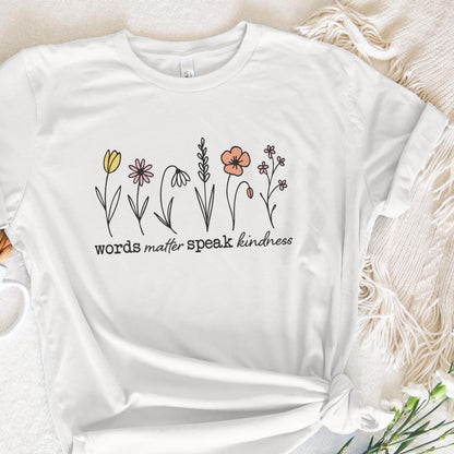 Words Matter Speak Kindness Boho Floral PNG, Inspirational Sublimation