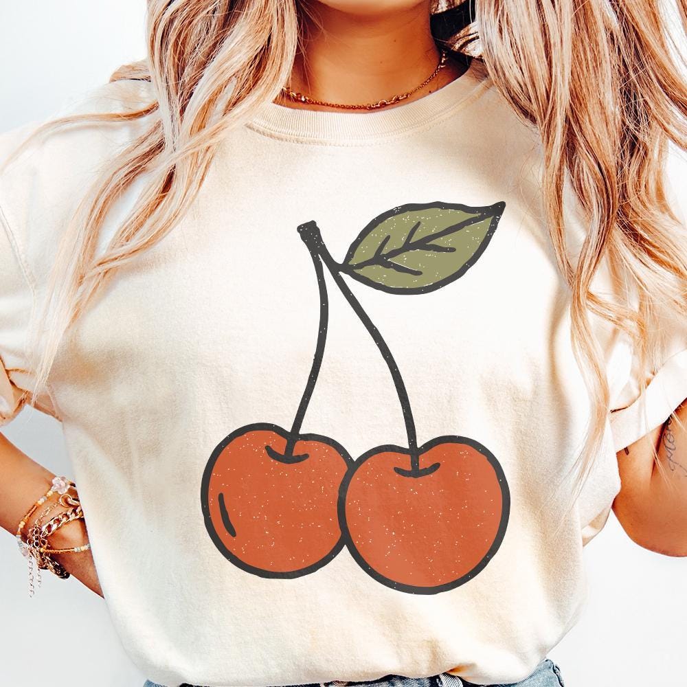 Trendy Cherry Retro Aesthetic, Custom Illustration Art - 300 DPI Design