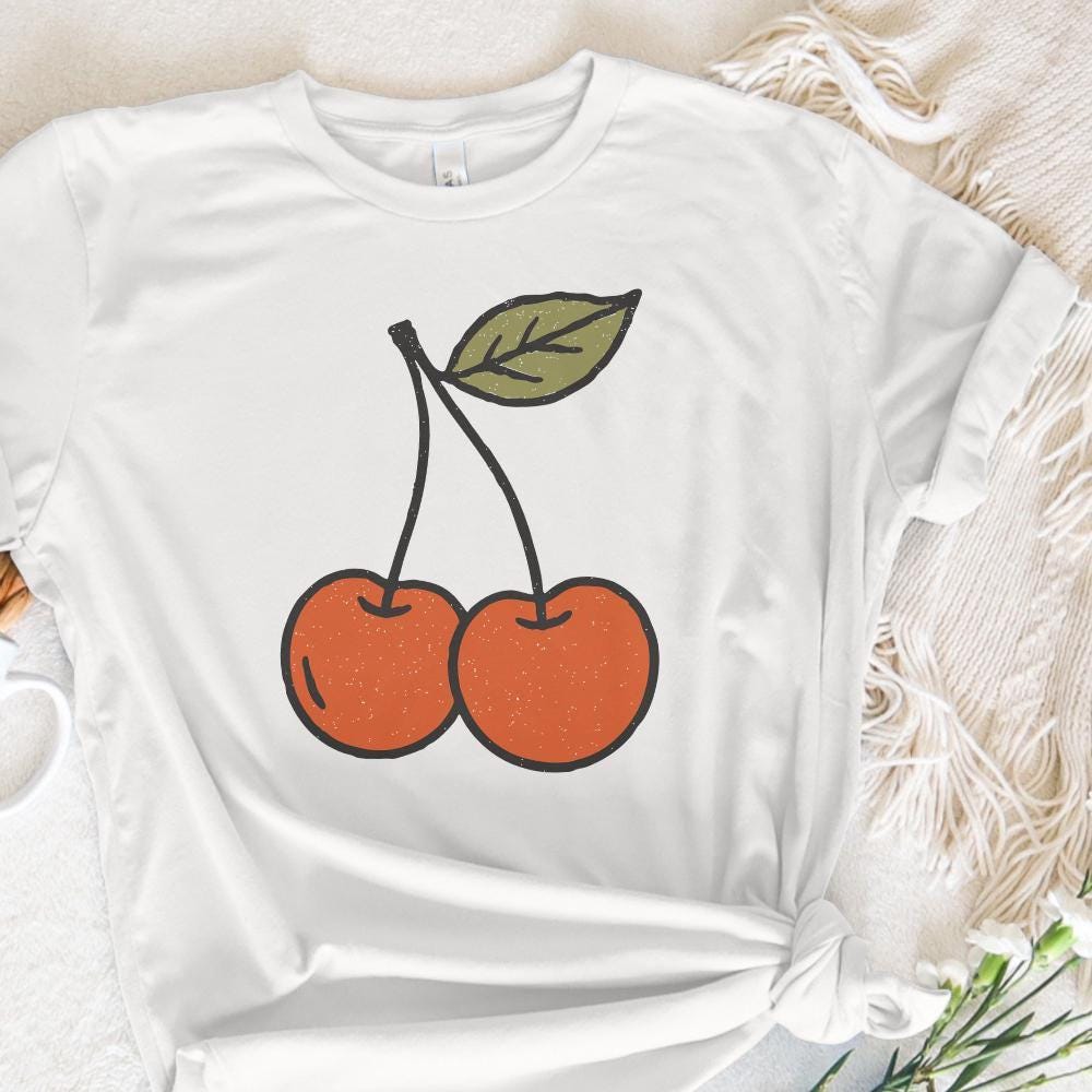 Trendy Cherry Retro Aesthetic, Custom Illustration Art - 300 DPI Design