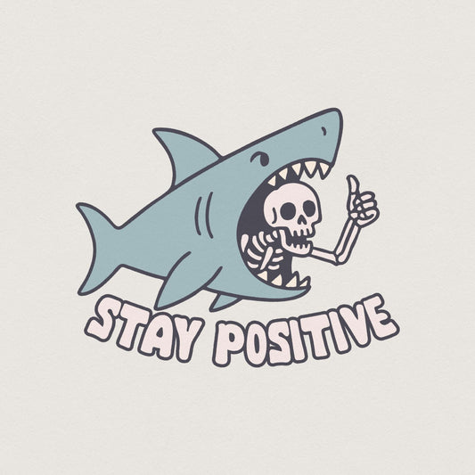 Funny Shark and Skeleton PNG, Trendy Vintage Design for Stickers - 300