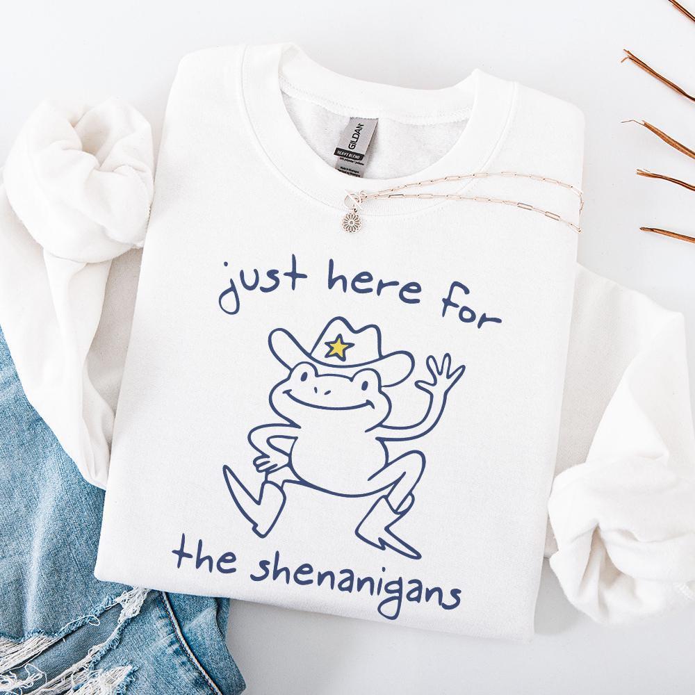 Just Here For Shenanigans, Funny Frog & Toad PNG - 300 DPI Design for