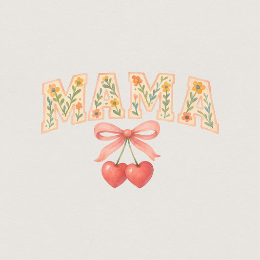 Cherry Bow Coquette Mama PNG, Mom Coquette Png - 300 DPI Design for T-Shirt
