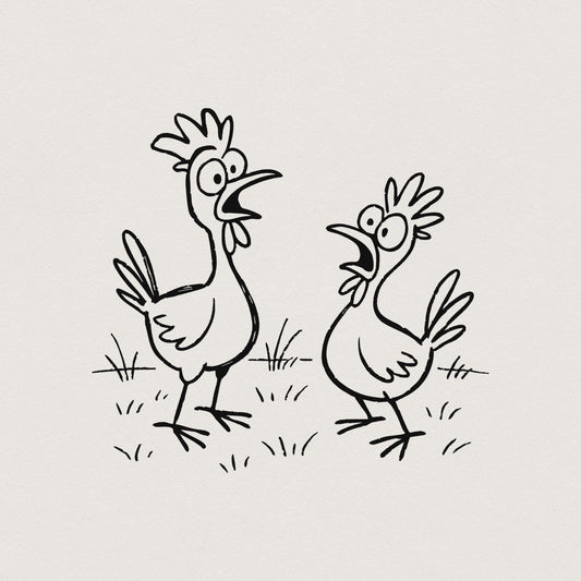 Funny Cartoon Chickens PNG, Whimsical Chicken Clipart - 300 DPI Design
