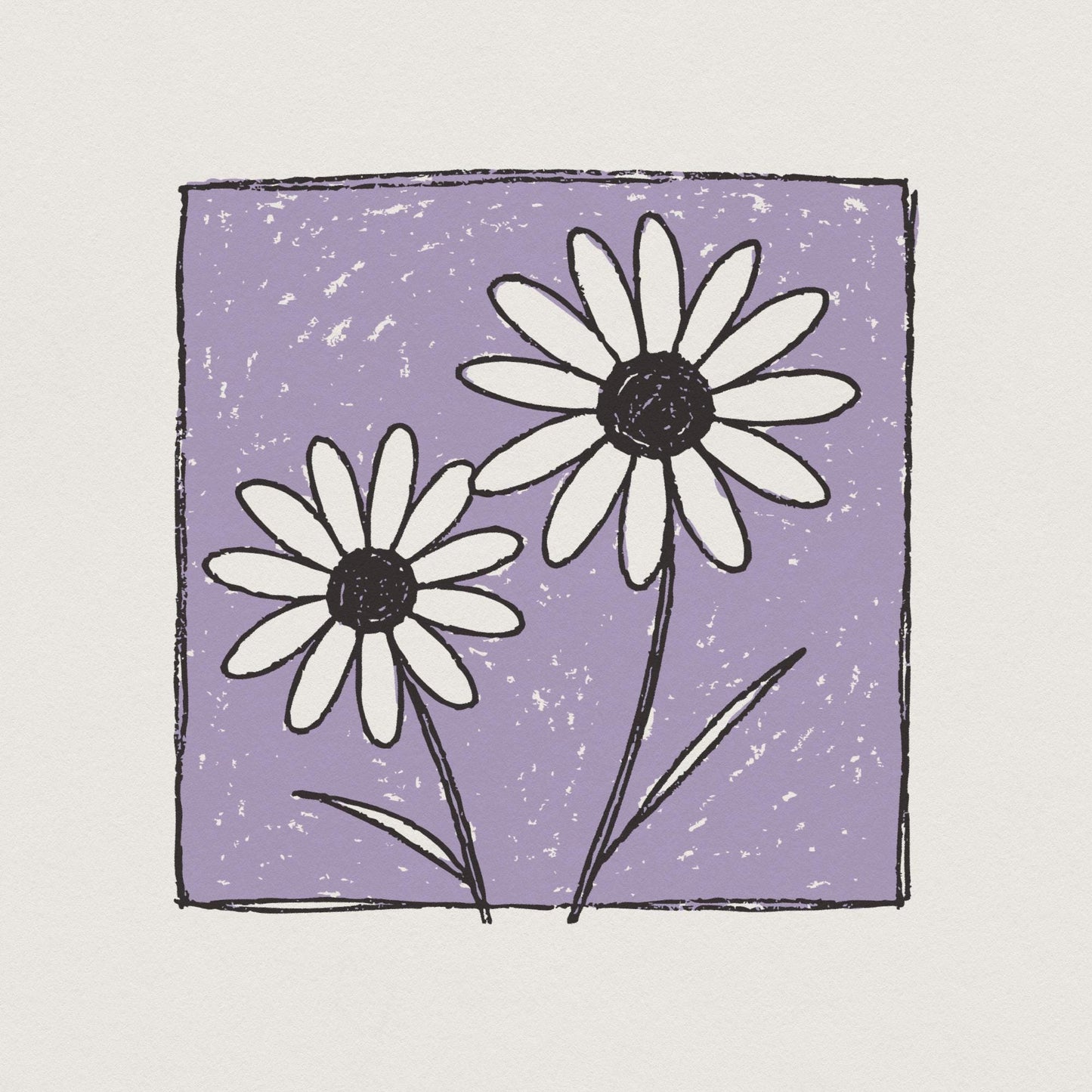 Purple Background Daisies PNG, Hand Drawn Daisy Flower Sublimation - 300