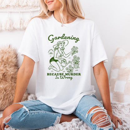 Gardening Because Murder Is Wrong PNG, Vintage Retro Gardening Design -