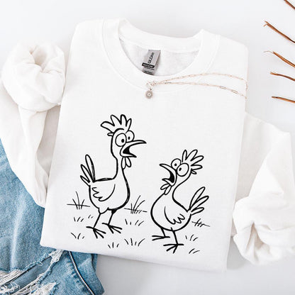 Funny Cartoon Chickens PNG, Whimsical Chicken Clipart - 300 DPI Design