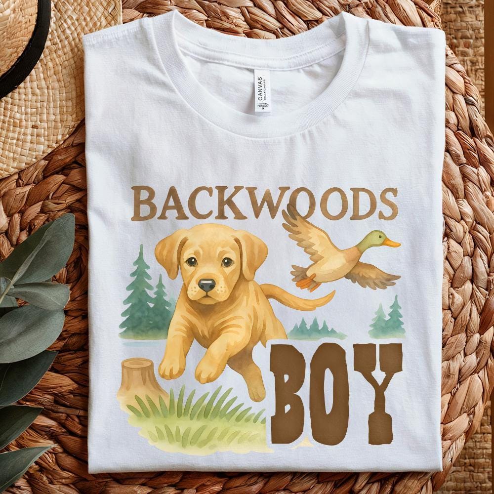 Backwoods png, brown Labrador hunting dog png - 300 DPI Design for T-Shirt