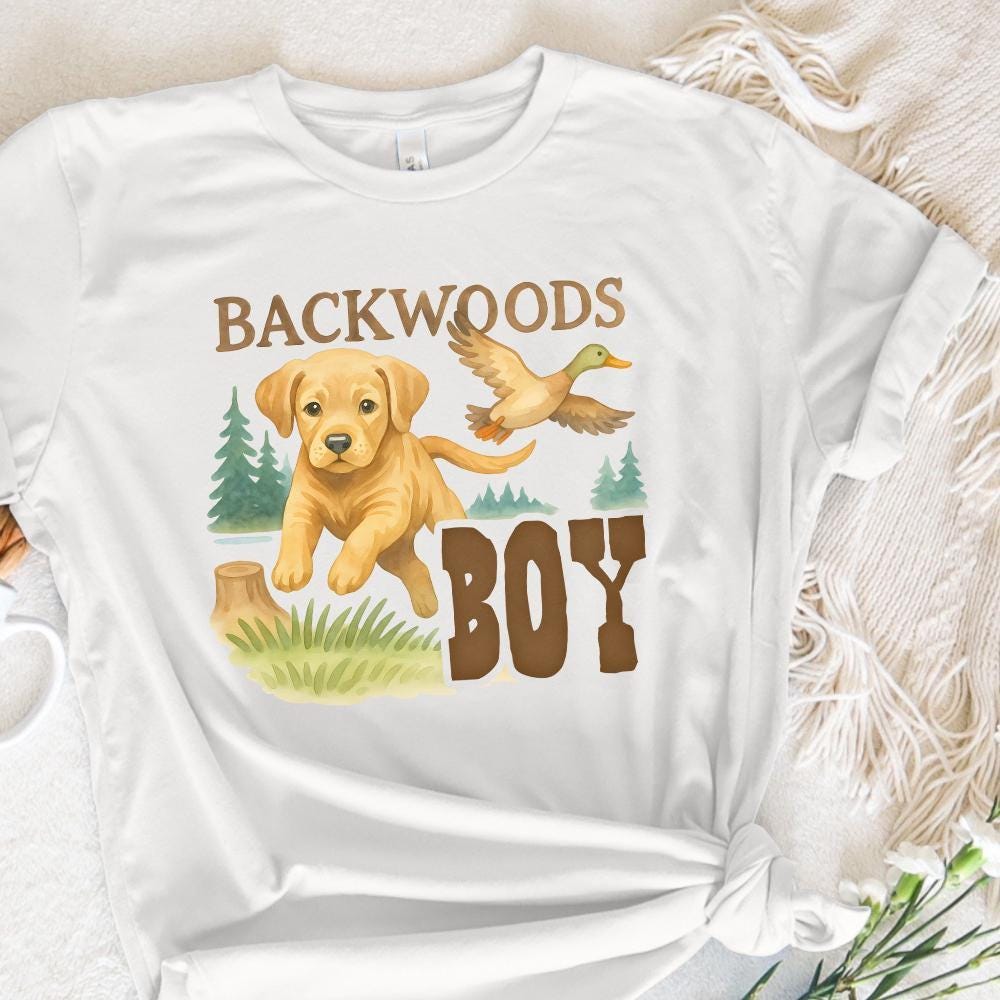 Backwoods png, brown Labrador hunting dog png - 300 DPI Design for T-Shirt