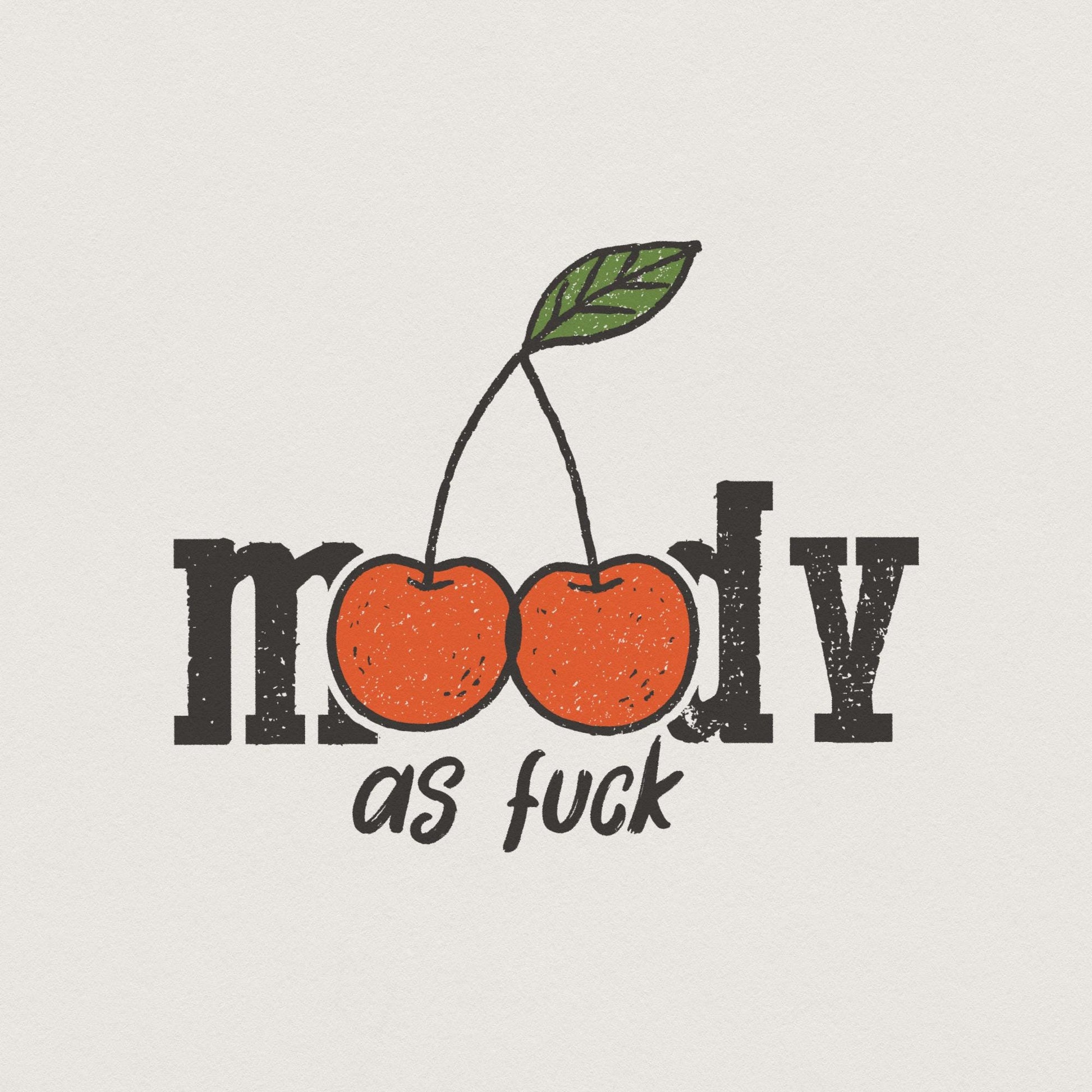 Trendy Moody Cherries Design PNG - Retro Aesthetic Art for Apparel Wall