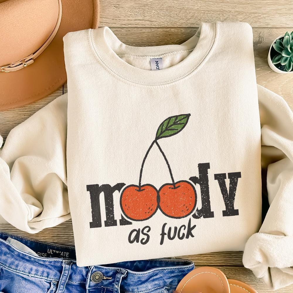 Trendy Moody Cherries Design PNG - Retro Aesthetic Art for Apparel Wall