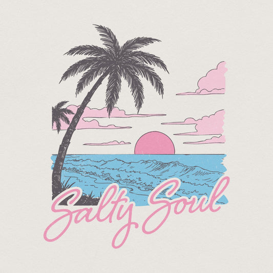 Retro Summer Salty Soul Png, Summer Shirt Designs - 300 DPI Design for