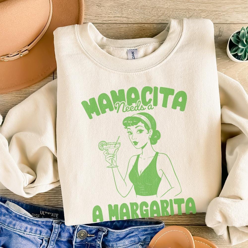 Mamacita Needs A Margarita PNG, Retro Graphic - 300 DPI Design for T-Shirt