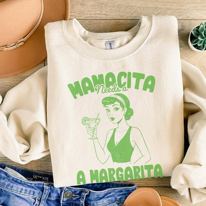 Mamacita Needs A Margarita PNG, Retro Graphic - 300 DPI Design for T-Shirt