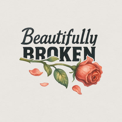Beautifully Broken, Heartbreak Rose Png - 300 DPI Design for T-Shirt