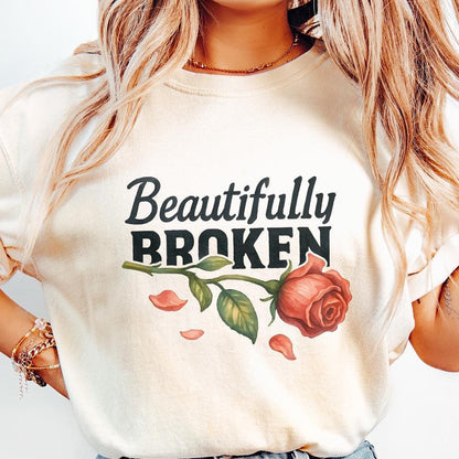 Beautifully Broken, Heartbreak Rose Png - 300 DPI Design for T-Shirt