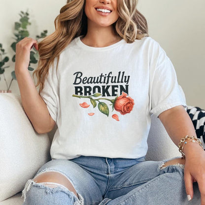 Beautifully Broken, Heartbreak Rose Png - 300 DPI Design for T-Shirt