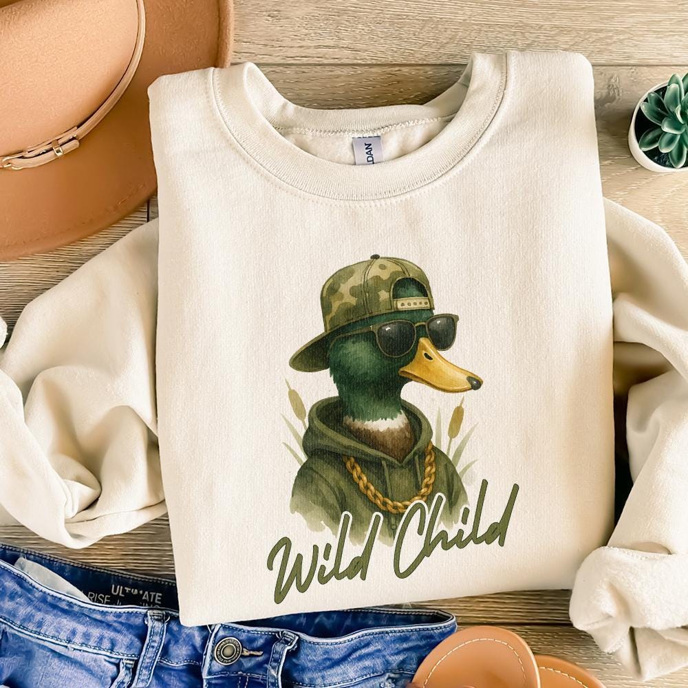 Wild Child Duck Hunting PNG, Funny Duck Hunt Design - 300 DPI Design for