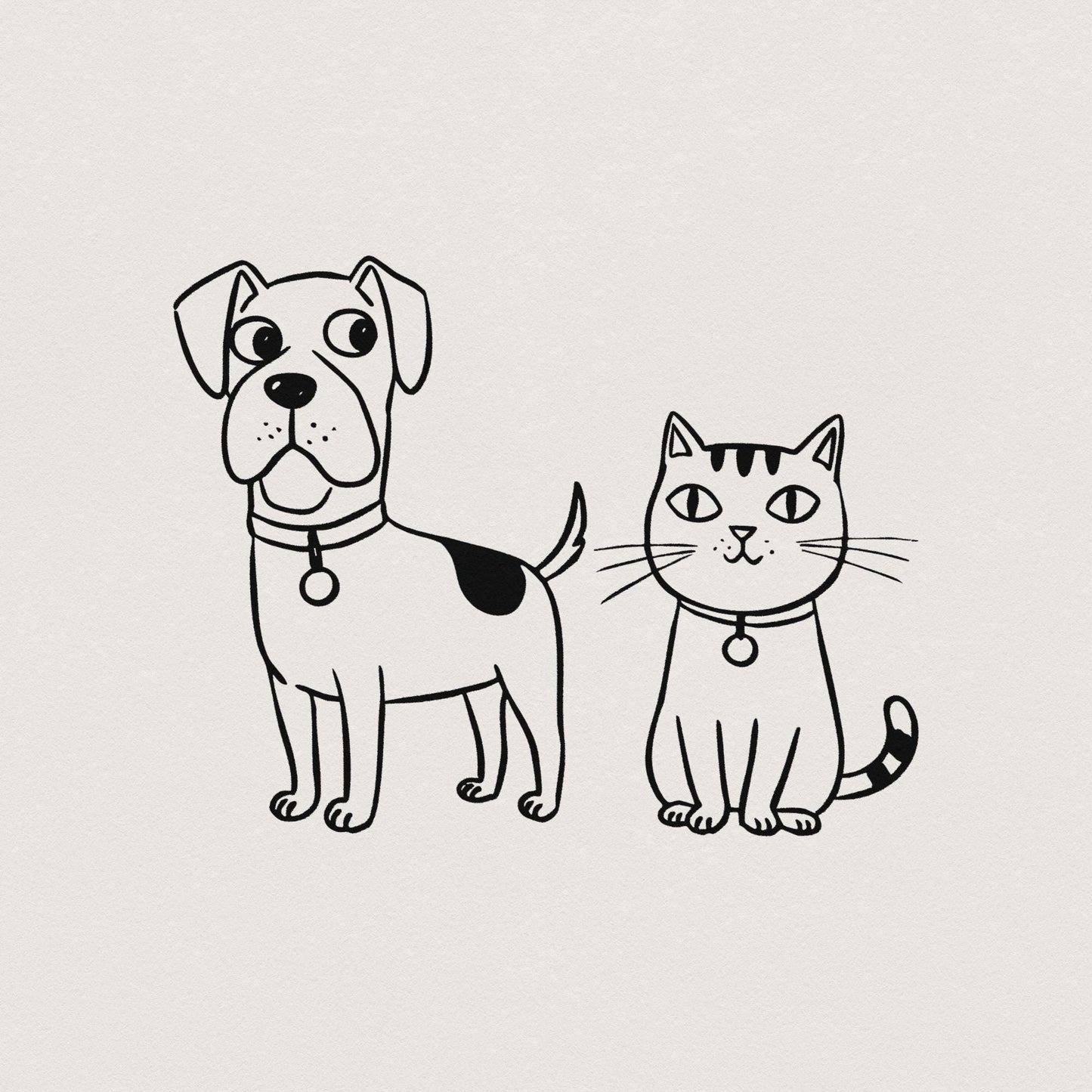 Cute Dog and Cat PNG, Cartoon Pet Friends Digital Download - 300 DPI