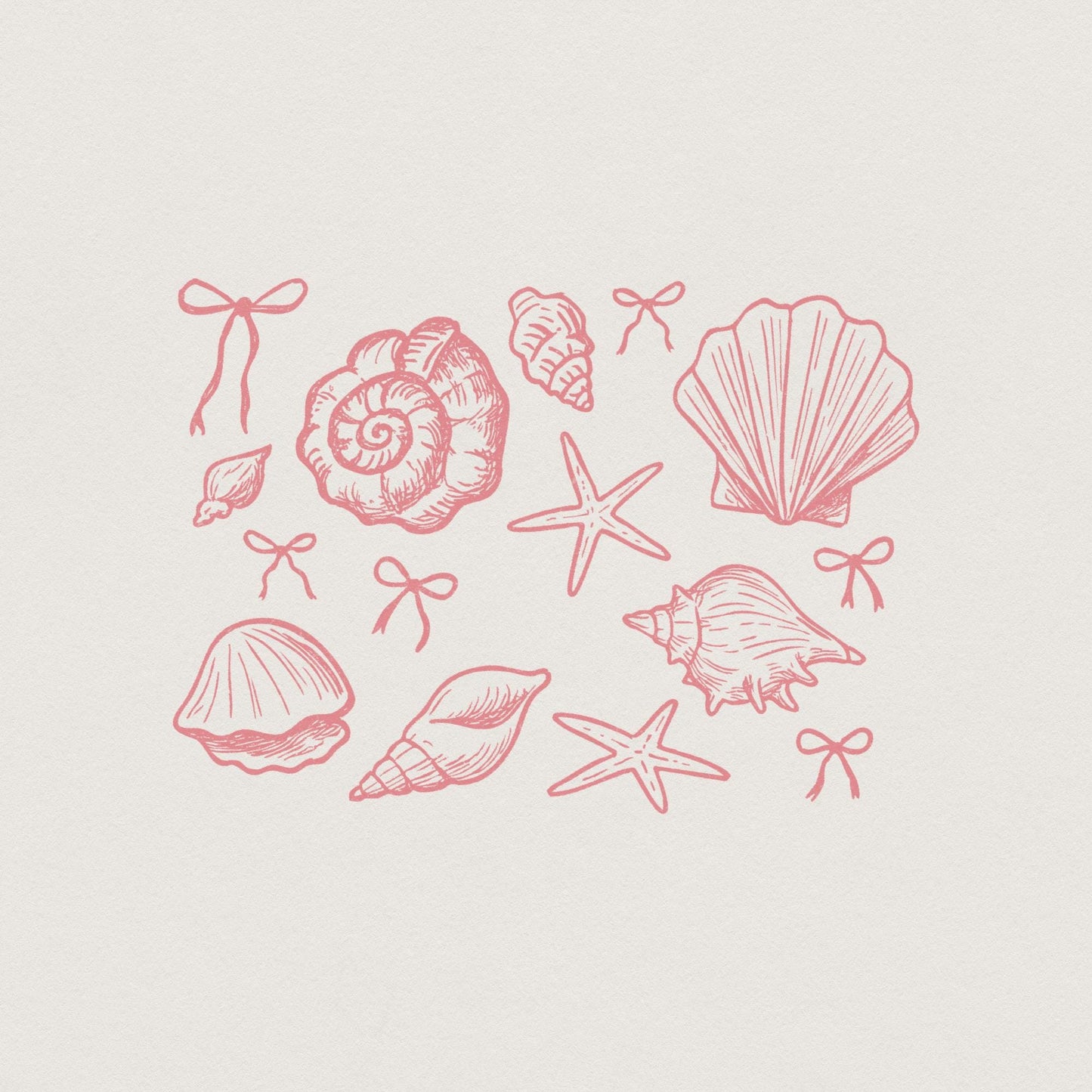 Coquette Seashell PNG, Beach Png - 300 DPI Design for T-Shirt