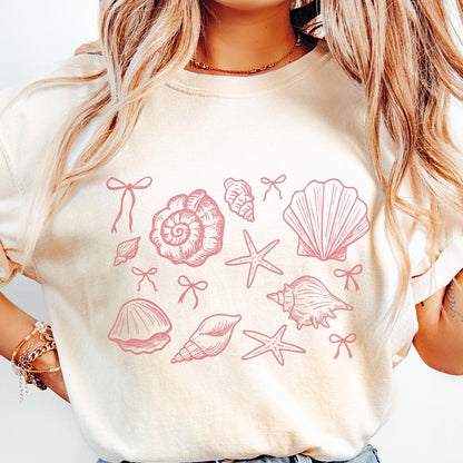 Coquette Seashell PNG, Beach Png - 300 DPI Design for T-Shirt