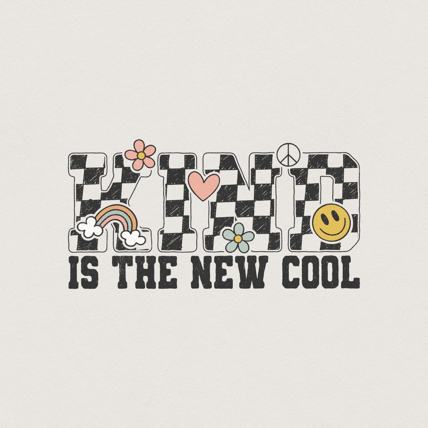 Kind is the New Cool PNG, Retro Sublimation Design - 300 DPI Design for