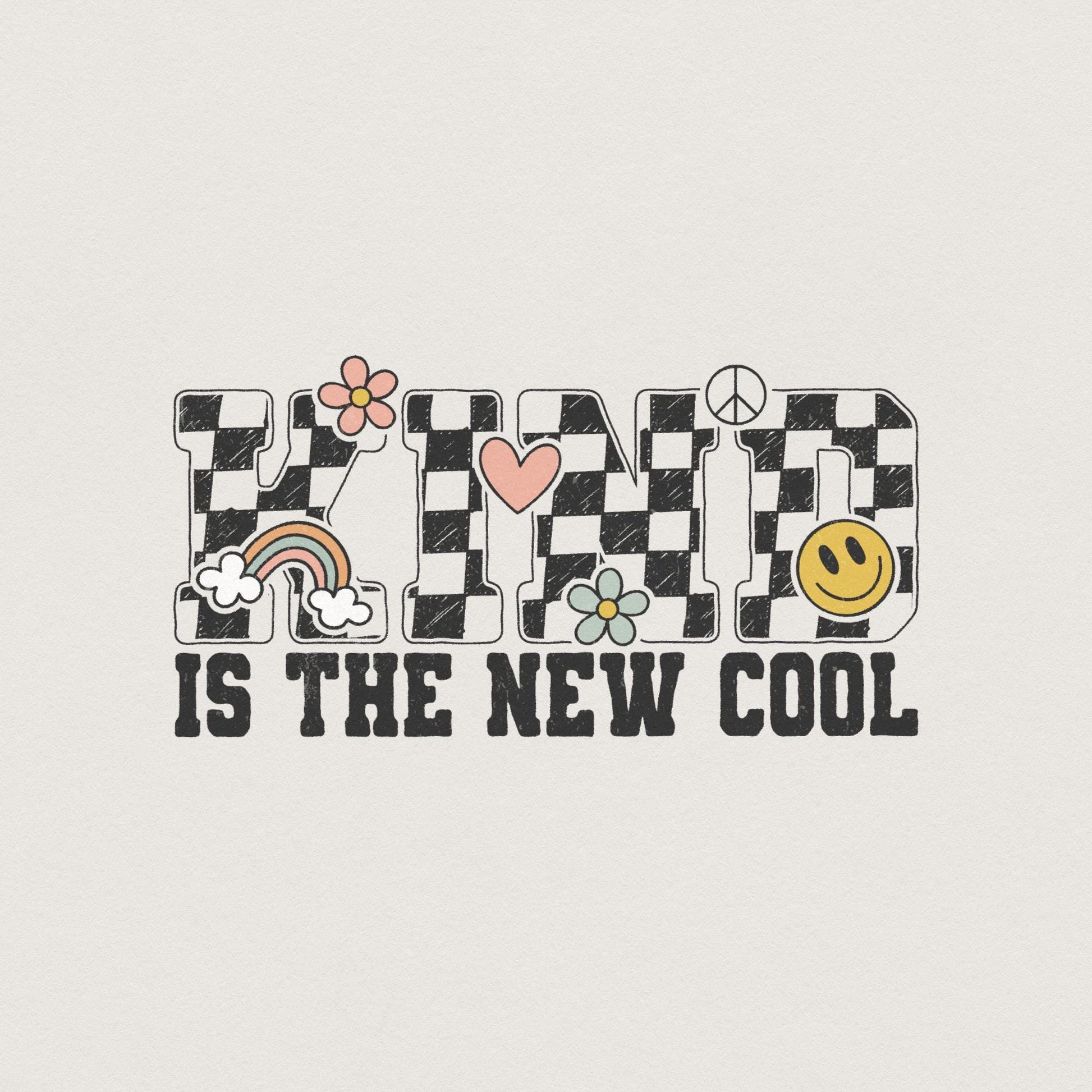 Kind is the New Cool PNG, Retro Sublimation Design - 300 DPI Design for