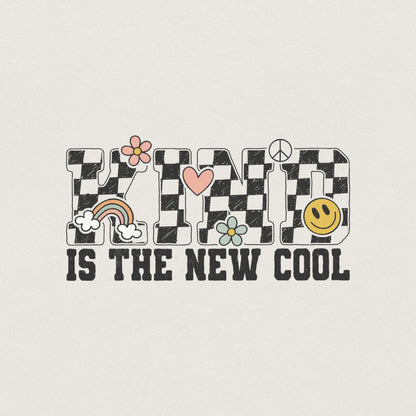 Kind is the New Cool PNG, Retro Sublimation Design - 300 DPI Design for