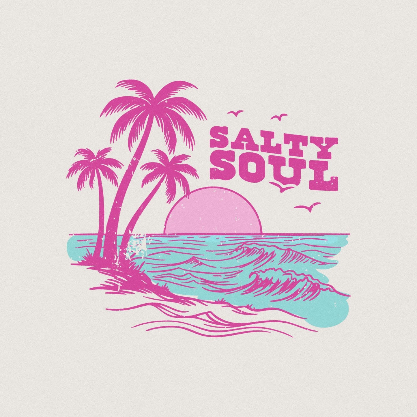 Retro Summer Salty Soul PNG, Trendy Summer PNG - 300 DPI Design for T-Shirt
