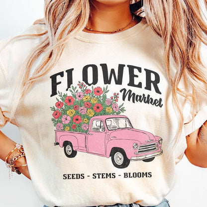 Spring Flower Market PNG, Sublimation Designs - 300 DPI Design for T-Shirt
