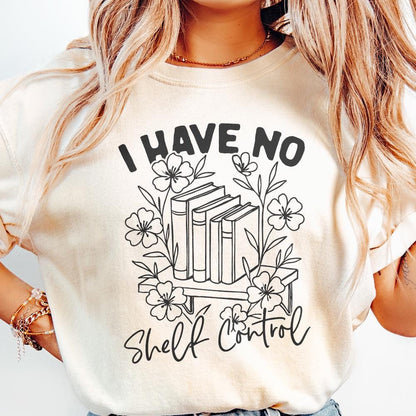 I Have No Shelf Control Book Lovers Design, Vintage Floral Bookshelf PNG