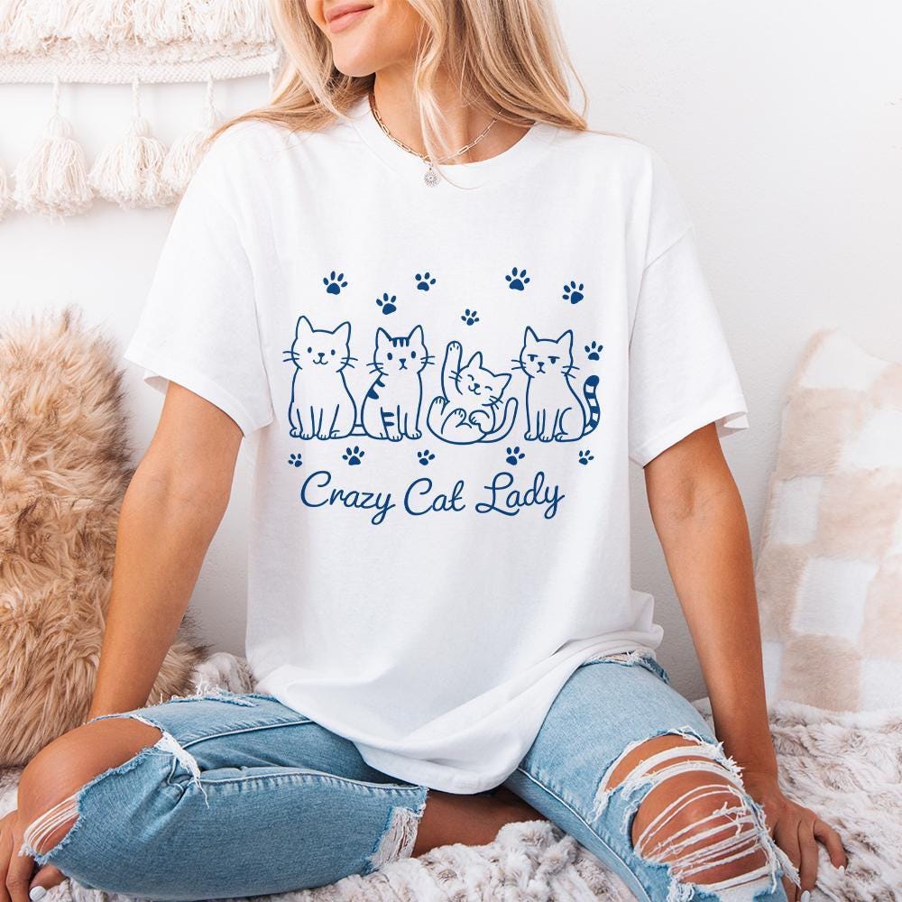 Crazy Cat Lady Sublimation Design, Funny Cat PNG - 300 DPI Design for