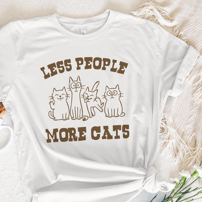 Less People More Cats Vintage Cat Lover Shirt Funny Cat Mom PNG for