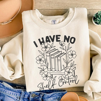 I Have No Shelf Control Book Lovers Design, Vintage Floral Bookshelf PNG