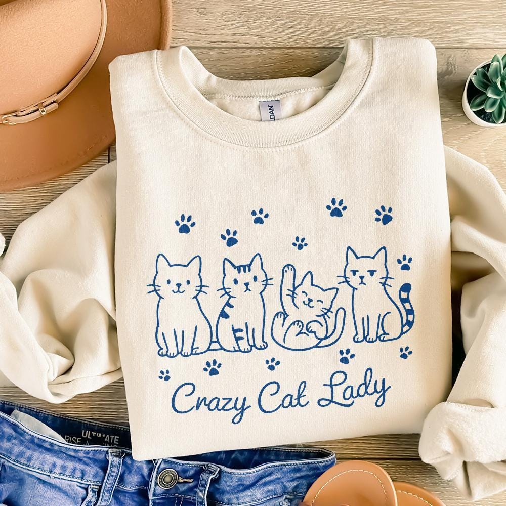 Crazy Cat Lady Sublimation Design, Funny Cat PNG - 300 DPI Design for