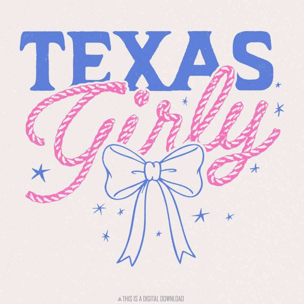 Texas Girly png, Coquette Cowgirl png - 300 DPI Design for T-Shirt