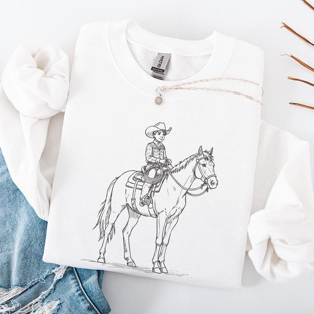 Baby Cowboy Ride, Cute Western PNG Clipart - 300 DPI Design for T-Shirt