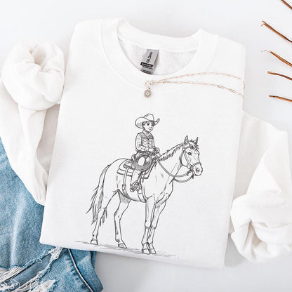 Baby Cowboy Ride, Cute Western PNG Clipart - 300 DPI Design for T-Shirt