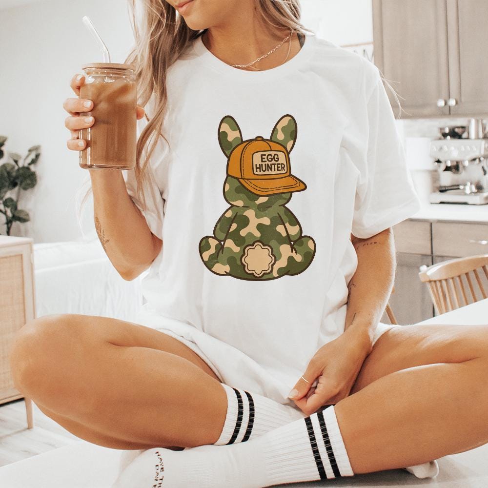 Boy Easter Bunny PNG, Egg Hunter Bunny - 300 DPI Design for T-Shirt