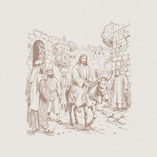 Jesus Entry into Jerusalem Digital Art, Christian Faith Design - 300 DPI