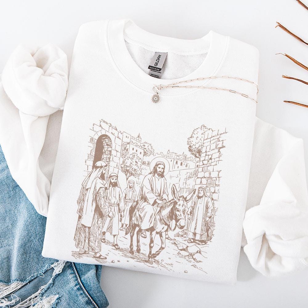 Jesus Entry into Jerusalem Digital Art, Christian Faith Design - 300 DPI