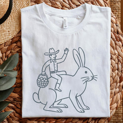 Cowboy Riding Easter Bunny PNG, Western Easter Sublimation - 300 DPI