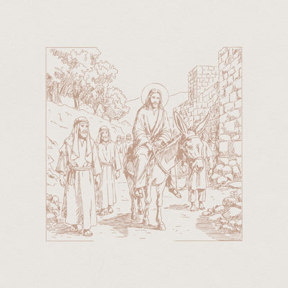 Jesus Riding Donkey PNG, Triumphal Entry Christian Design - 300 DPI